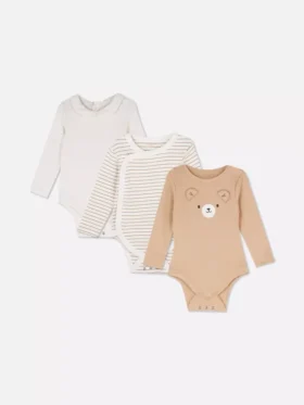 0-18mths | 3pk room to grow long sleeve newborn bodysuits
