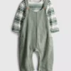 0-18mths | long sleeve bodysuit and waffle textured dungarees newborn set