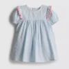 0-18mths | stripe seersucker newborn smock dress 0-18mths | stripe seersucker newborn smock dress