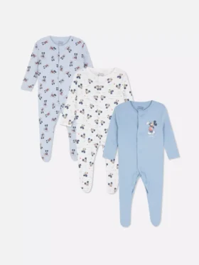 0-24mths | 3pk disney’s mickey mouse snap pajama onesies