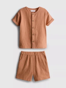 0-24mths | cheesecloth shirt and shorts set