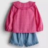 0-36mths | collared blouse and ruffle shorts set 0-36mths | collared blouse and ruffle shorts set