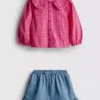 0-36mths | collared blouse and ruffle shorts set 0-36mths | collared blouse and ruffle shorts set