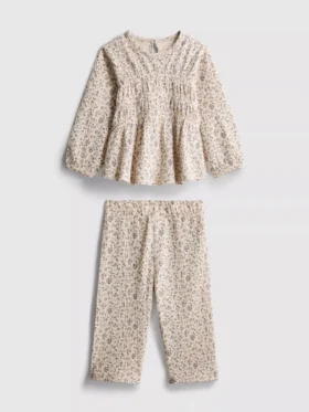 0-36mths | floral crinkle long-sleeve top and pants set