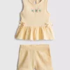 0-36mths | floral embroidered peplum-hem top and shorts set 0-36mths | floral embroidered peplum-hem top and shorts set
