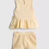 0-36mths | floral embroidered peplum-hem top and shorts set 0-36mths | floral embroidered peplum-hem top and shorts set