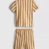 0-36mths | stripe textured shirt and shorts set 0-36mths | stripe textured shirt and shorts set