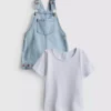 0-36mths | t-shirt and fruit embroidered overalls set 0-36mths | t-shirt and fruit embroidered overalls set