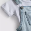 0-36mths | t-shirt and fruit embroidered overalls set 0-36mths | t-shirt and fruit embroidered overalls set