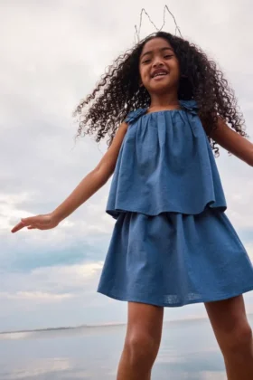 1.5-12yrs | the edit linen mix floral appliqua top and skirt set