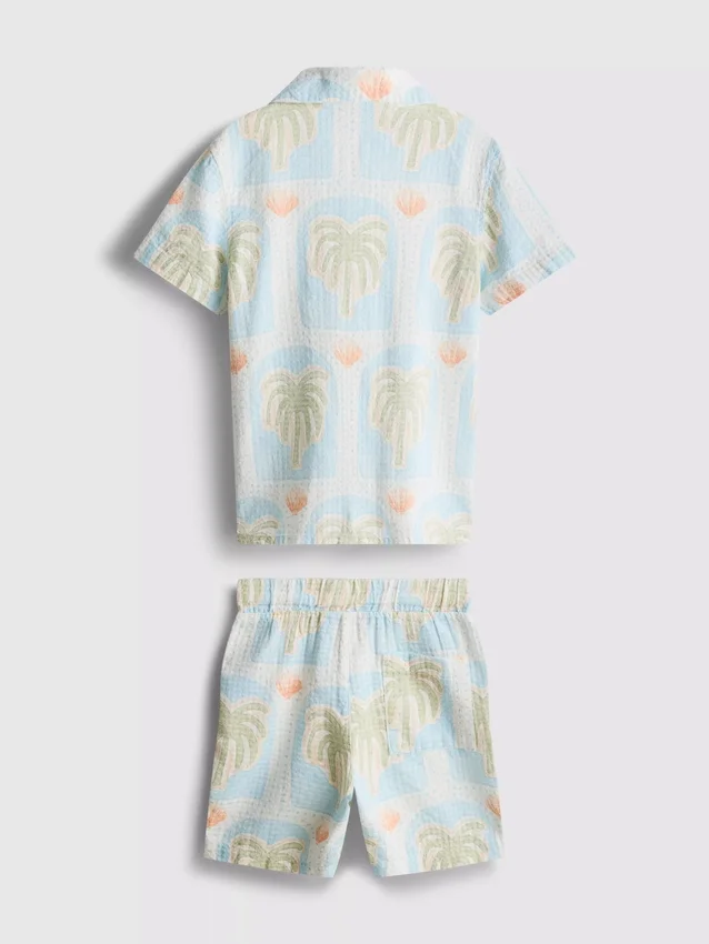 1.5-8yrs | printed textured shirt and shorts set 1.5-8yrs | printed textured shirt and shorts set