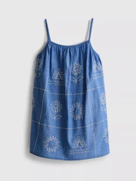 1.5-9yrs | chambray embroidered cami dress