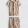 1.5-9yrs | stripe knit shirt and shorts set 1.5-9yrs | stripe knit shirt and shorts set