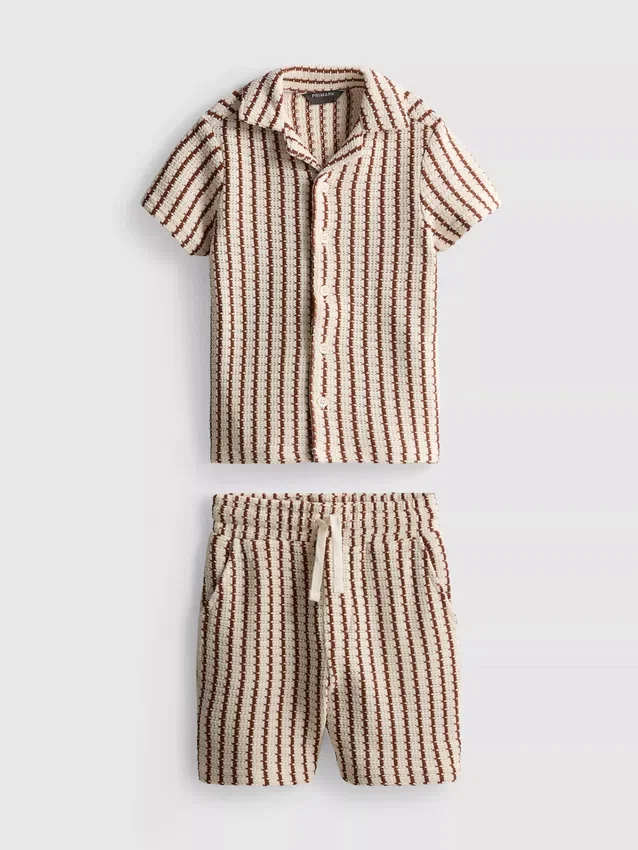 1.5-9yrs | stripe knit shirt and shorts set 1.5-9yrs | stripe knit shirt and shorts set