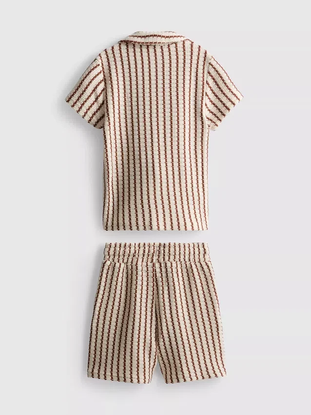 1.5-9yrs | stripe knit shirt and shorts set 1.5-9yrs | stripe knit shirt and shorts set