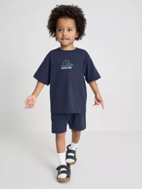 1.5-9yrs | tropical graphic flocked t-shirt and shorts set