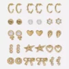 15pk stud and hoop earrings