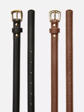 2-pack skinny faux leather belts