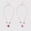2pk bff heart necklaces