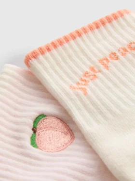 2pk cotton rich quarter crew peach yoga socks