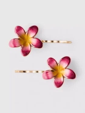 2pk floral hair slides