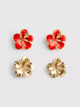 2pk flower stud earrings