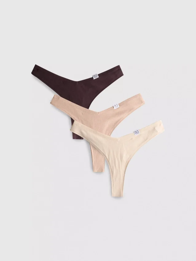 3pk cotton-rich ribbed miami thongs 3pk cotton-rich ribbed miami thongs