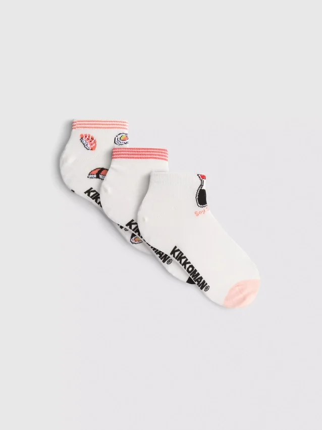 3pk kikkoman cotton-blend ankle socks 3pk kikkoman cotton-blend ankle socks