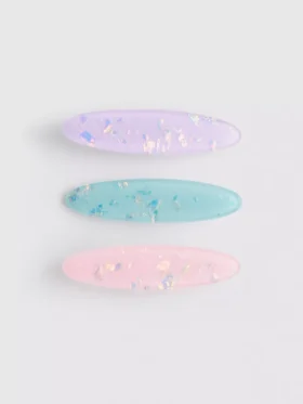 3pk oval resin hair clips