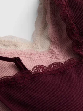 3pk seamless lace trim bralettes