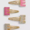 4-pack initial snap hair clips