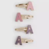 4-pack initial snap hair clips