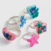 5-pack disney’s stitch charm rings