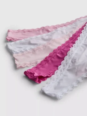 5pk microfiber lace-trim thongs 5pk microfiber lace-trim thongs