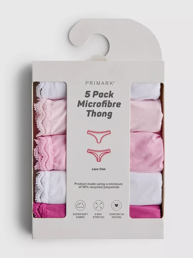 5pk microfiber lace-trim thongs 5pk microfiber lace-trim thongs