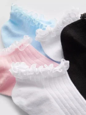 5pk tulle trim sneaker socks
