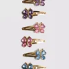 6pk faux gem butterfly snap hair clips