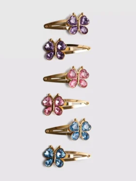 6pk faux gem butterfly snap hair clips 6pk faux gem butterfly snap hair clips