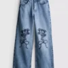 7-15yrs | floral bow embroidered wide leg jeans 7-15yrs | floral bow embroidered wide leg jeans