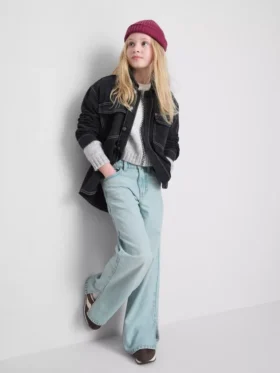 7-15yrs | hem split wide leg jeans