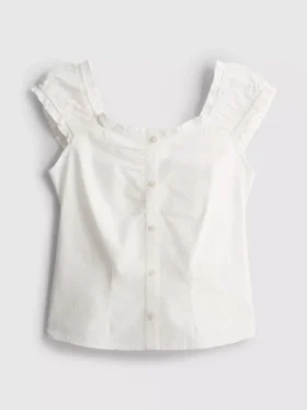 7-15yrs | shirred square neck blouse
