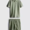 7-15yrs | textured polo shirt and shorts set 7-15yrs | textured polo shirt and shorts set