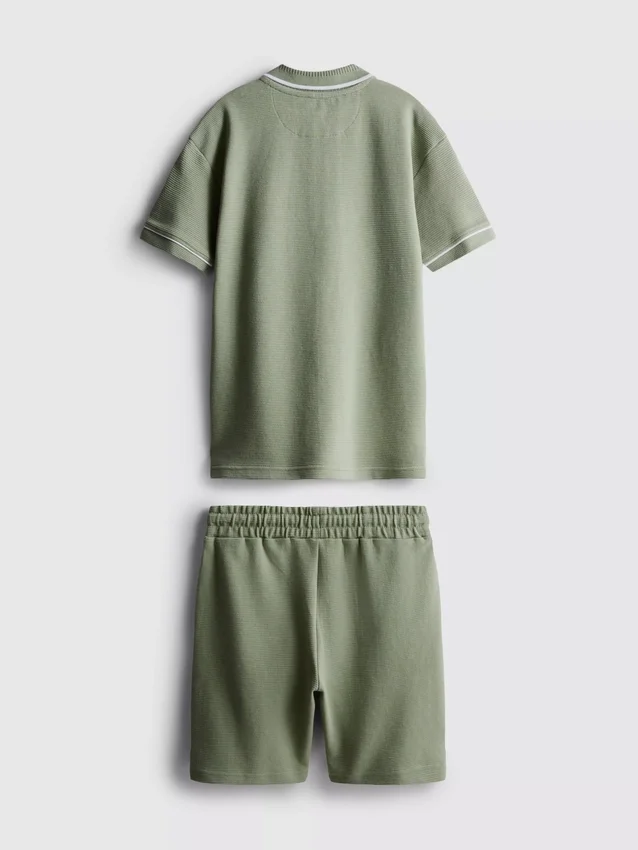 7-15yrs | textured polo shirt and shorts set 7-15yrs | textured polo shirt and shorts set