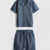 7-15yrs | textured short-sleeve button-up shirt and shorts set 7-15yrs | textured short-sleeve button-up shirt and shorts set