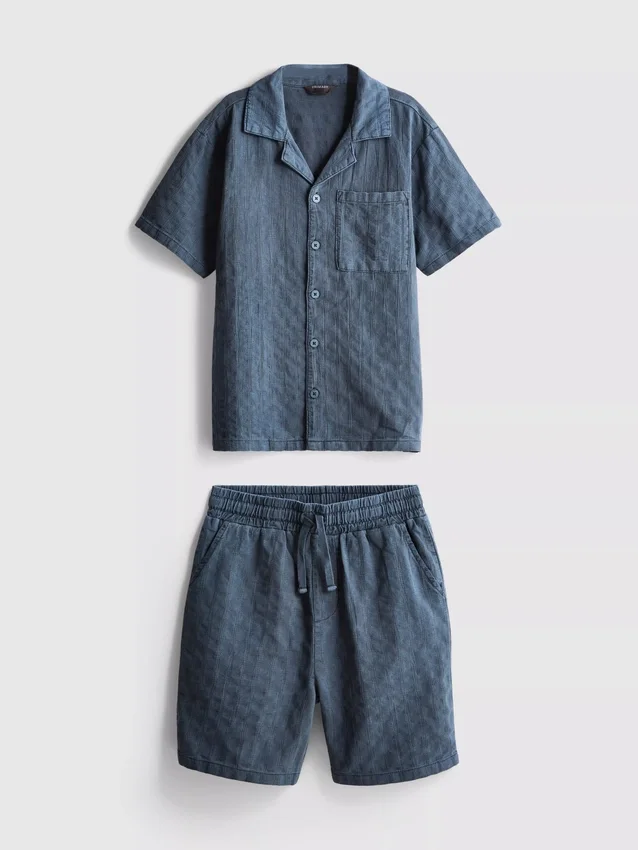 7-15yrs | textured short-sleeve button-up shirt and shorts set 7-15yrs | textured short-sleeve button-up shirt and shorts set