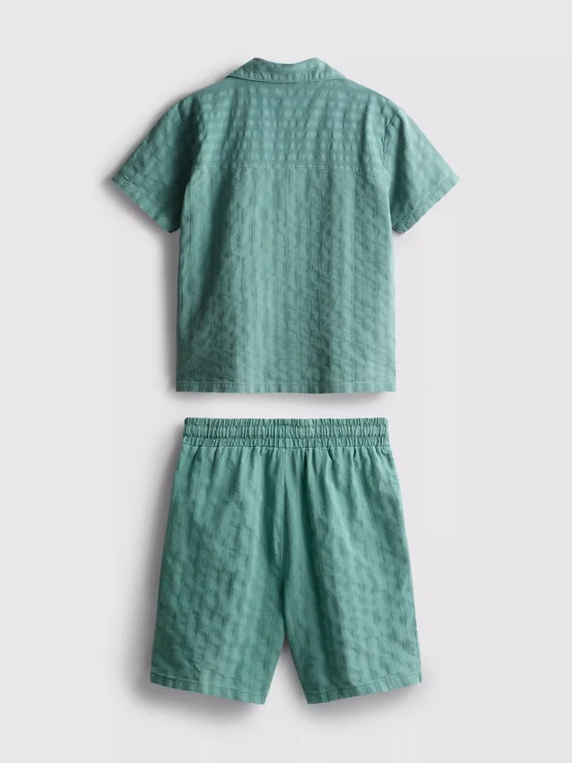 7-15yrs | textured short-sleeve button-up shirt and shorts set 7-15yrs | textured short-sleeve button-up shirt and shorts set