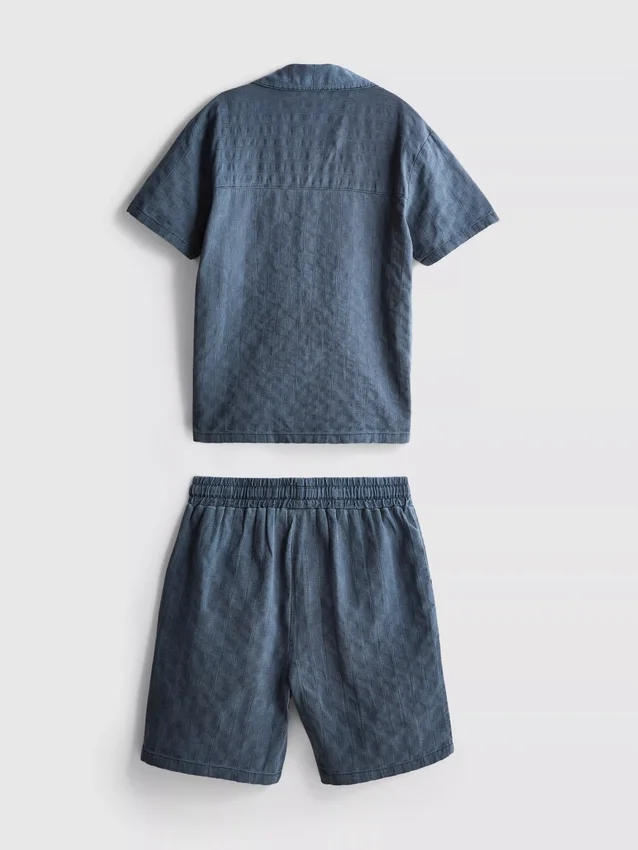 7-15yrs | textured short-sleeve button-up shirt and shorts set 7-15yrs | textured short-sleeve button-up shirt and shorts set