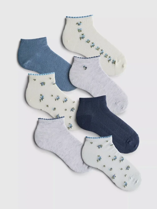 7pk ditsy patterned sneaker socks 7pk ditsy patterned sneaker socks