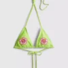 Beaded flower triangle bikini top