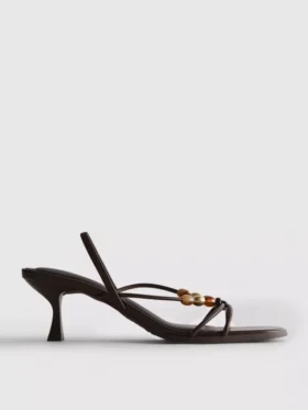 Beaded kitten-heel sandals